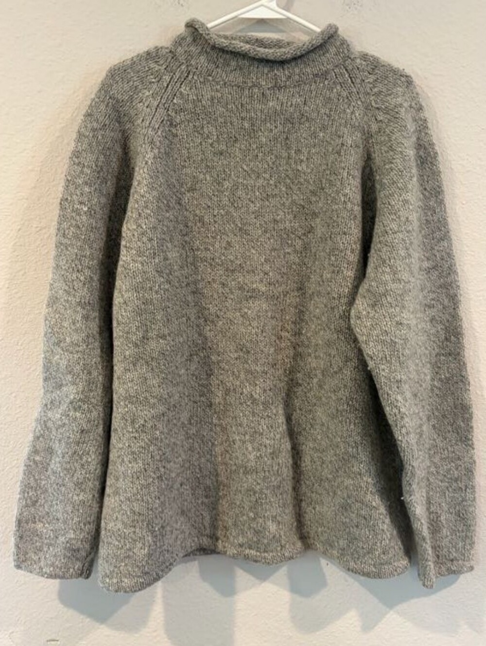 Britches Mens Shetland 100% Wool Grey Chunky Knit Mock Neck Sweater Size Large